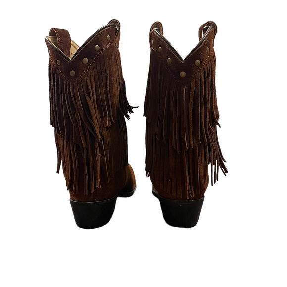 ❌SOLD❌ NWOT Shyanne Fringe Leather Suede Boots Brown Girls Sz 2 - Picture 3 of 12